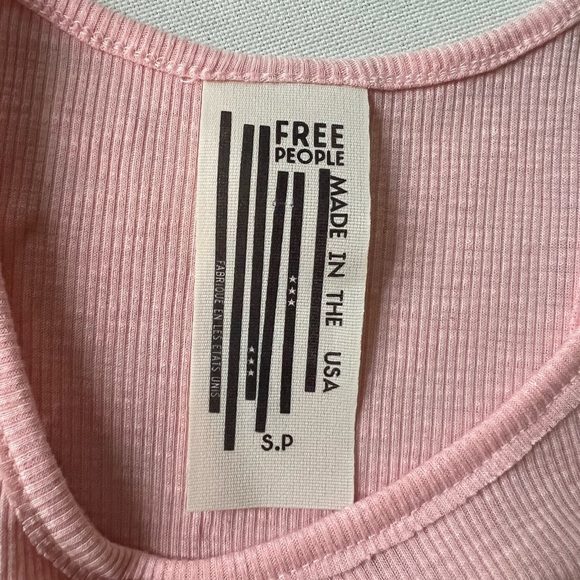 Free People Long Beach Ribbed Tank Pink Women’s Size Small Made in USA - Picture 3 of 7